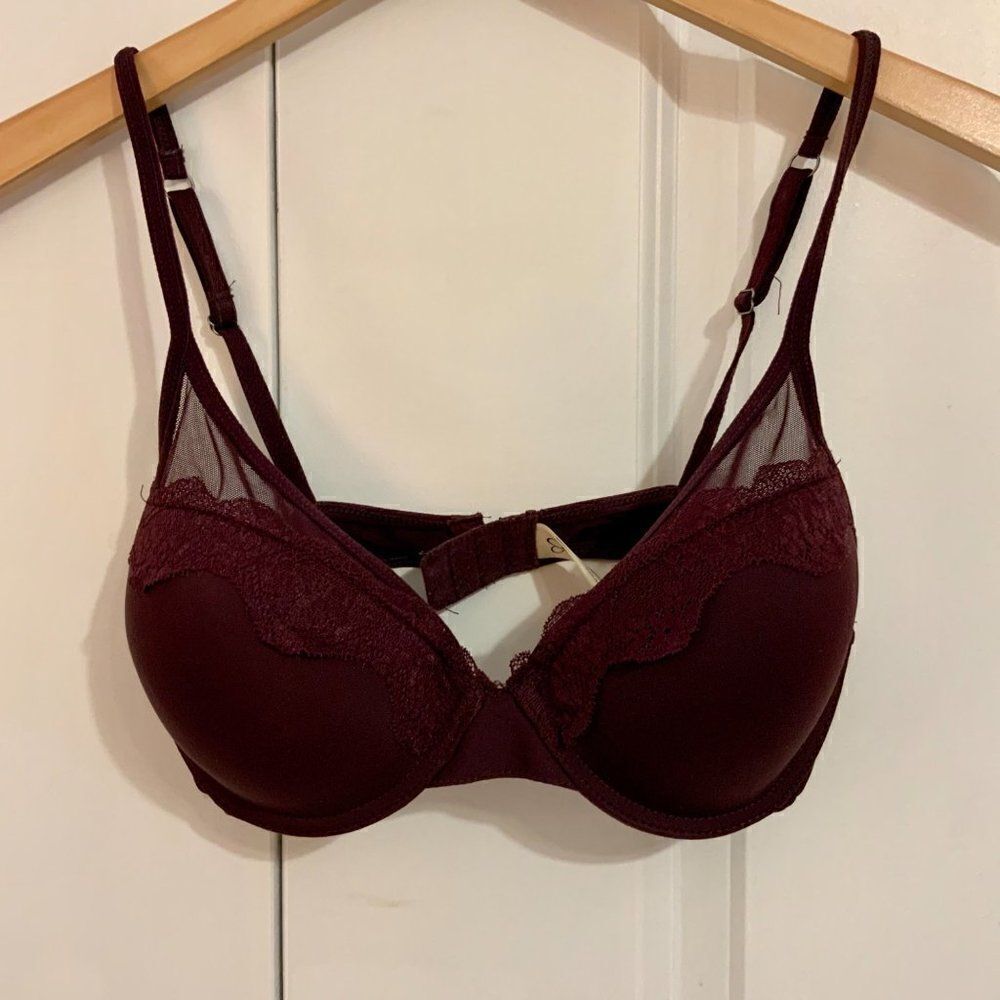 Jessica Simpson Purple Lace Trim Lightly Padded Underwire Bra 34C